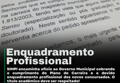 SIMPI encaminha oficio ao Governo Municipal cobrando o cumprimento da lei