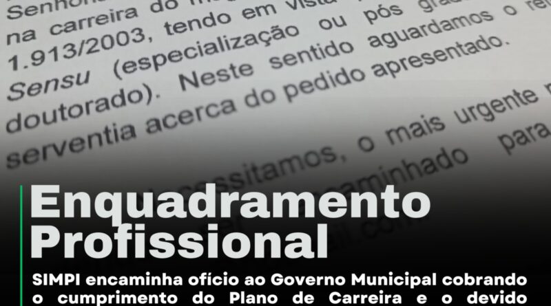 SIMPI encaminha oficio ao Governo Municipal cobrando o cumprimento da lei